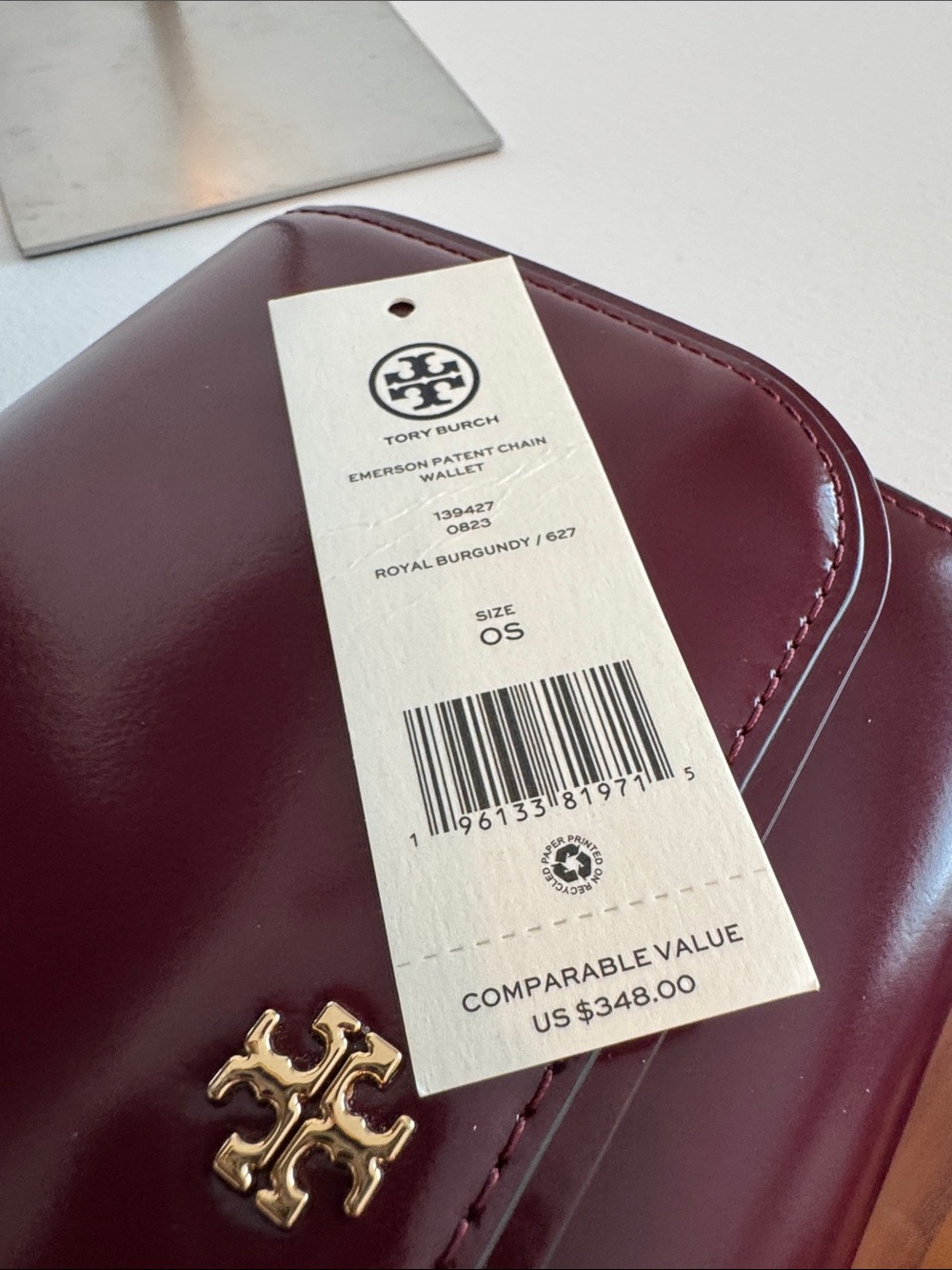 Tory Burch Emerson Patent Chain Wallet Crossbody Bag - Picture 11 of 12